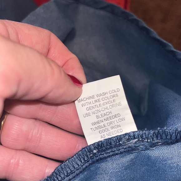 CZ Collection Denim wood button down top / jacket size 2 X - Picture 8 of 9